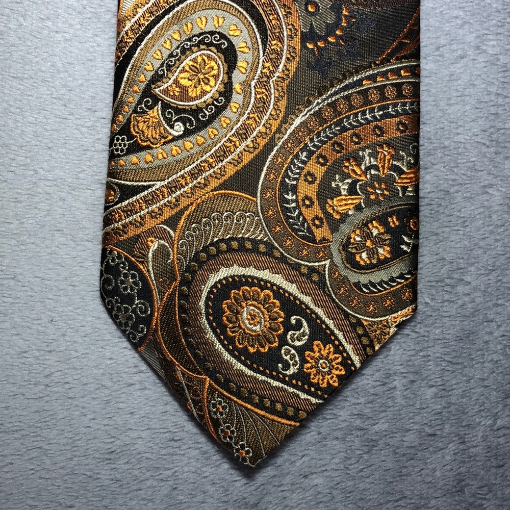 Desantis Collection Brown Paisley Silk Tie Italy